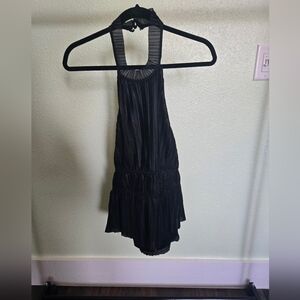 Anthropologie Black Pleated Halter Tank Top